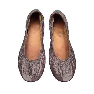 Tieks by Gavrieli Grey Croc Embossed Patent Leather Ballet Flats Size 10